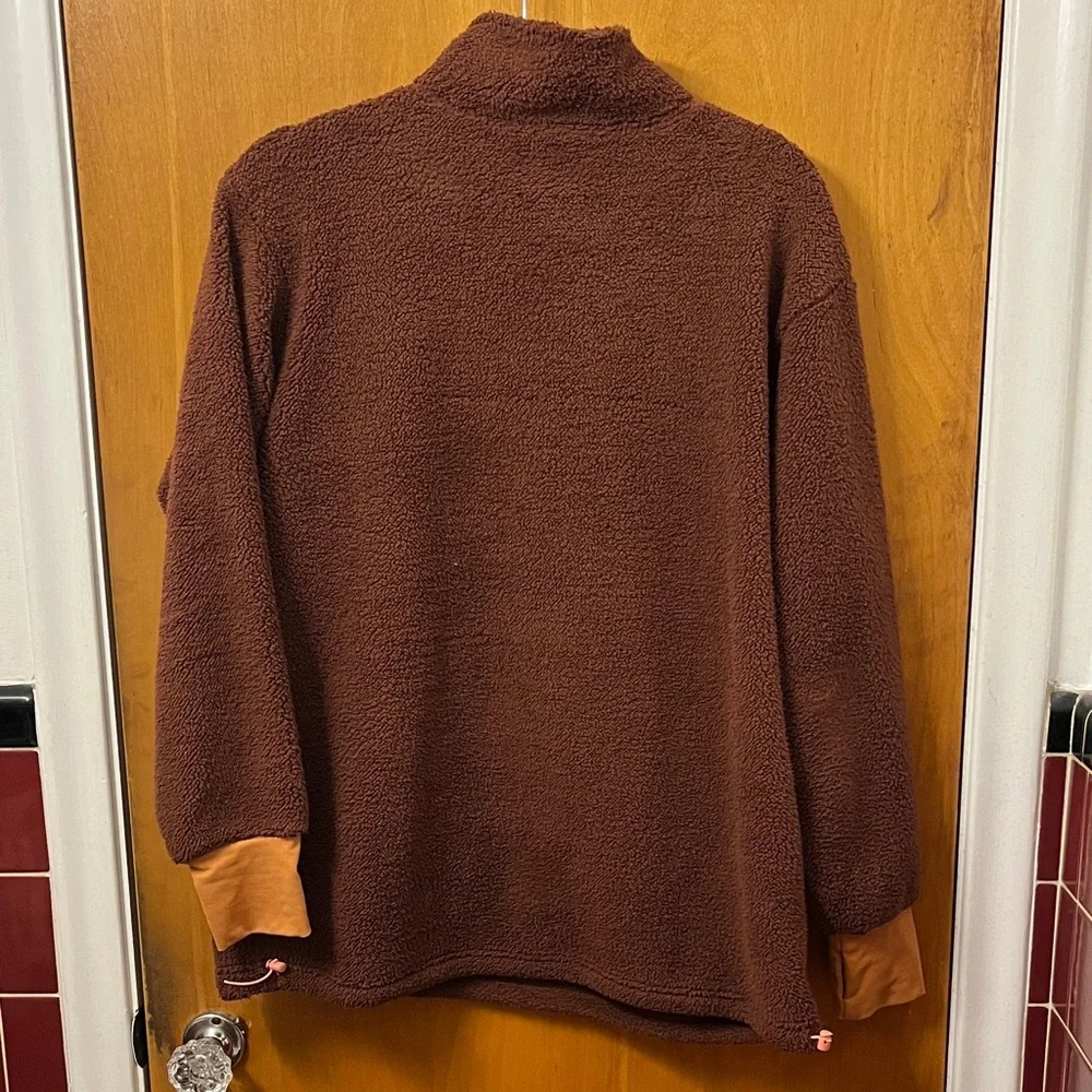 Aerie Brown and Orange Plush Half Zip Sweater - Picture 7 of 7